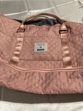 Quilted Rose Travel Tote with Satin Handles